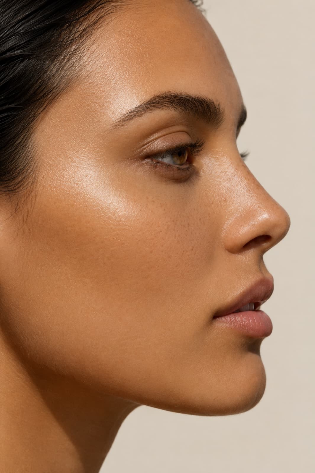 Profilo di donna con linea del naso armoniosa e definita